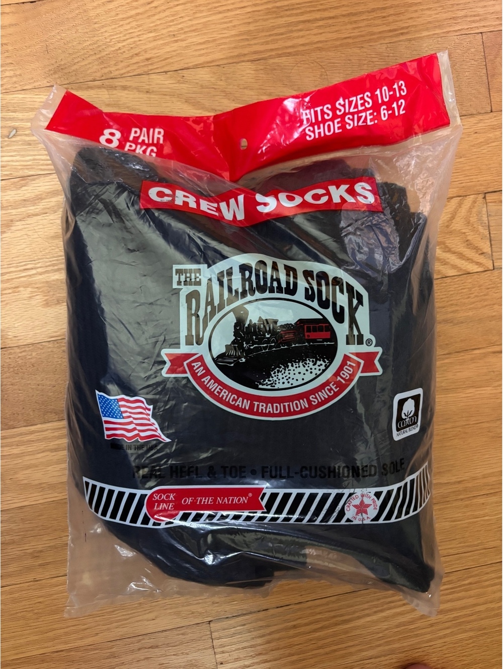 The Railroad Sock Crew Socks 8 Pair Pack Size 10-13 Black